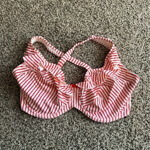 Freya Red and White Striped Bikini Top